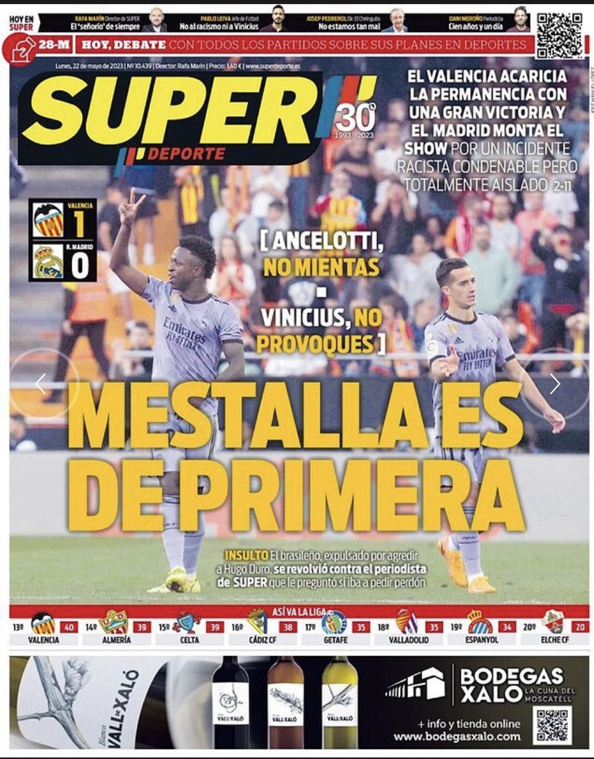 Racismo contra Vinícius Junior: vea las portadas de los periódicos españoles |  futbol internacional