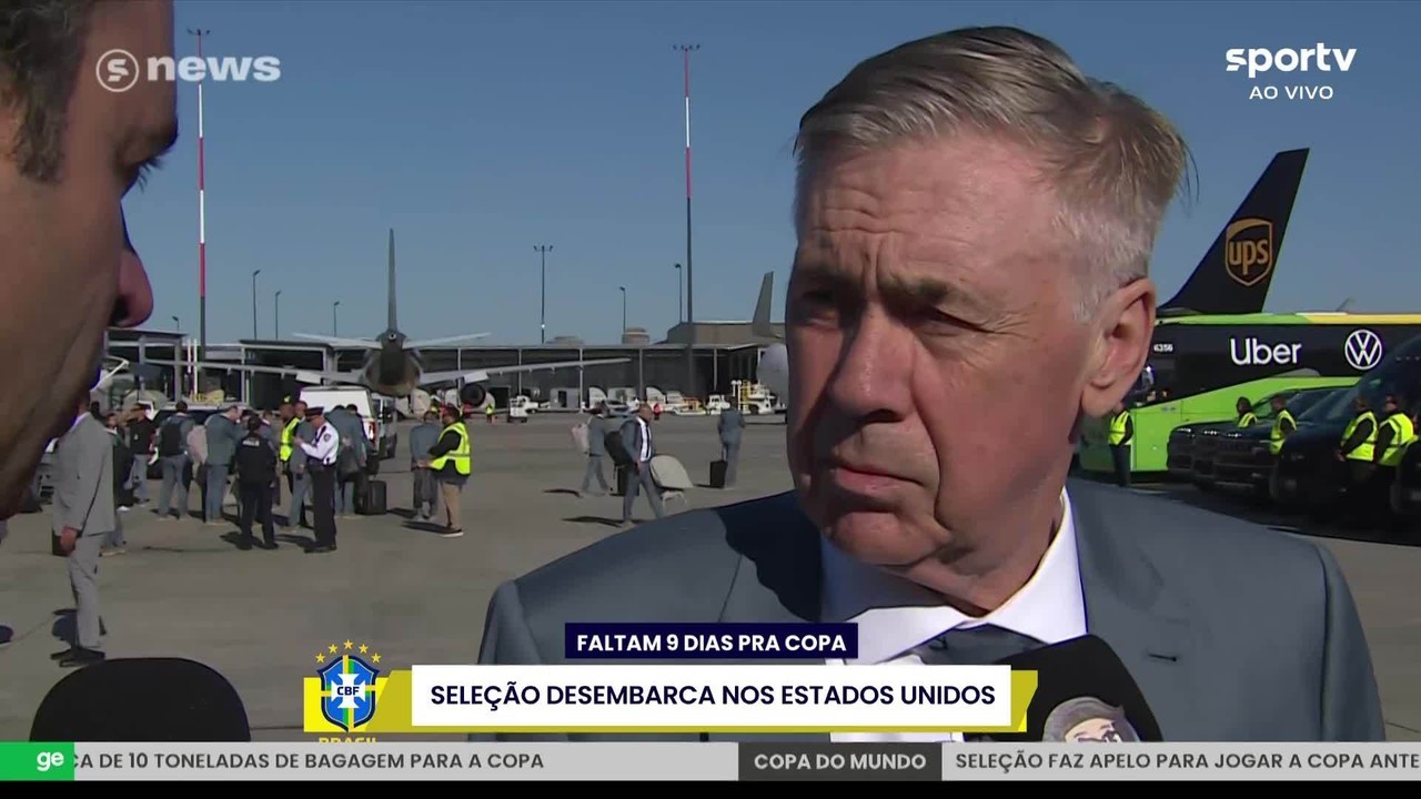 Seleção chega aos EUA, Ancelotti diz "Essa Copa não tem favorito"