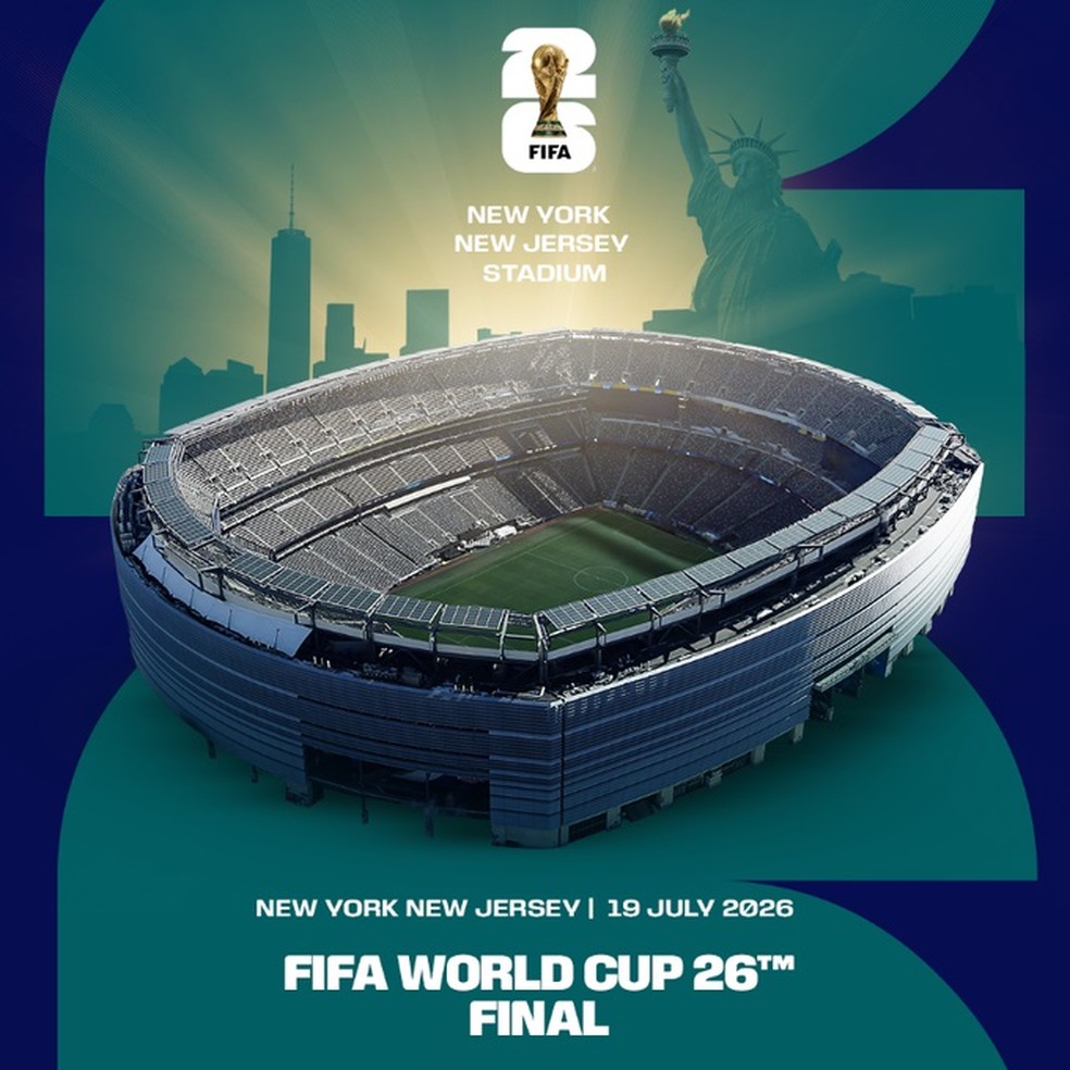 Final da Copa do Mundo de 2026 será disputada em Nova York, no dia 19 de julho — Foto: Divulgação
