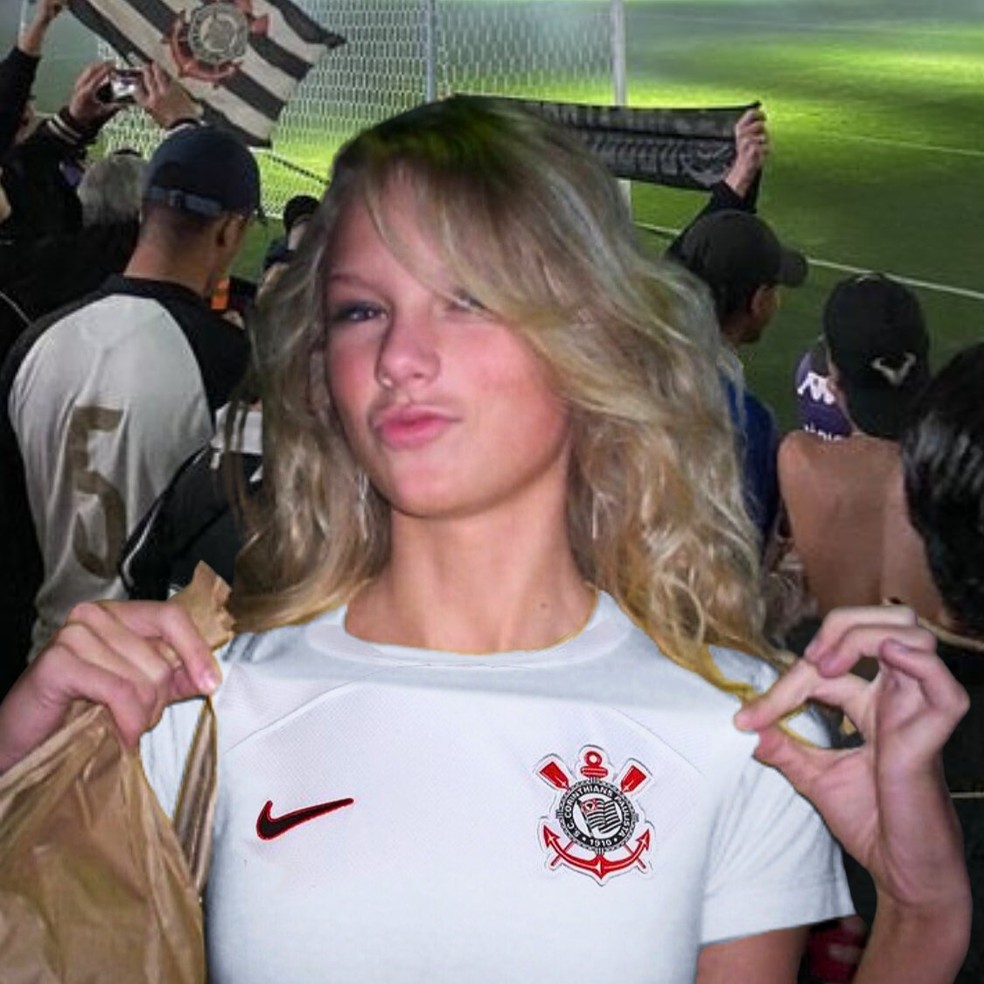 Torcida do Corinthians brinca com memes de Taylor Swift "corintiana" — Foto: Reprodução