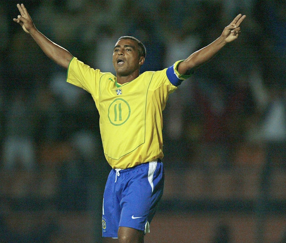 Romário em sua última partida pela Seleção Brasileira.