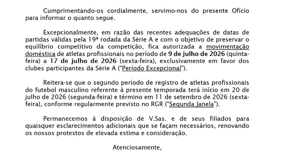 CBF antecipa janela de transferências nacionais, e Fluminense ganha reforço para 19ª rodada
