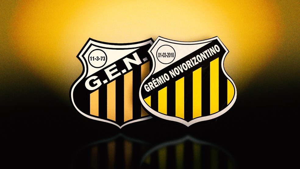 Escudos do antigo e do novo Novorizontino — Foto: infoesporte