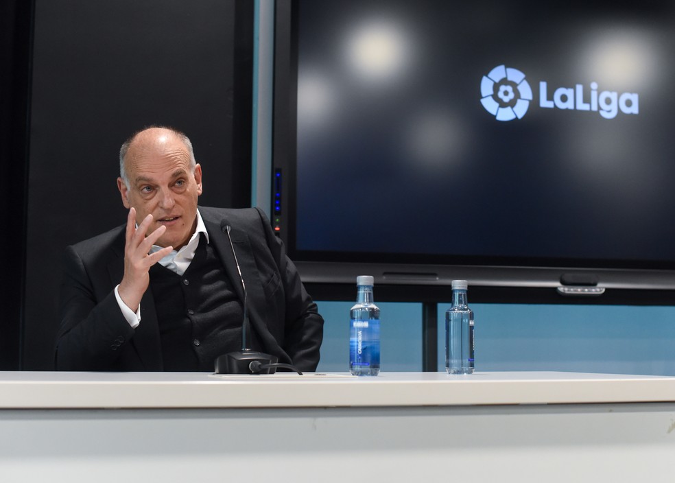 Javier Tebas, presidente da LaLiga, criticou inicialmente Vinicius Junior — Foto: Getty Images