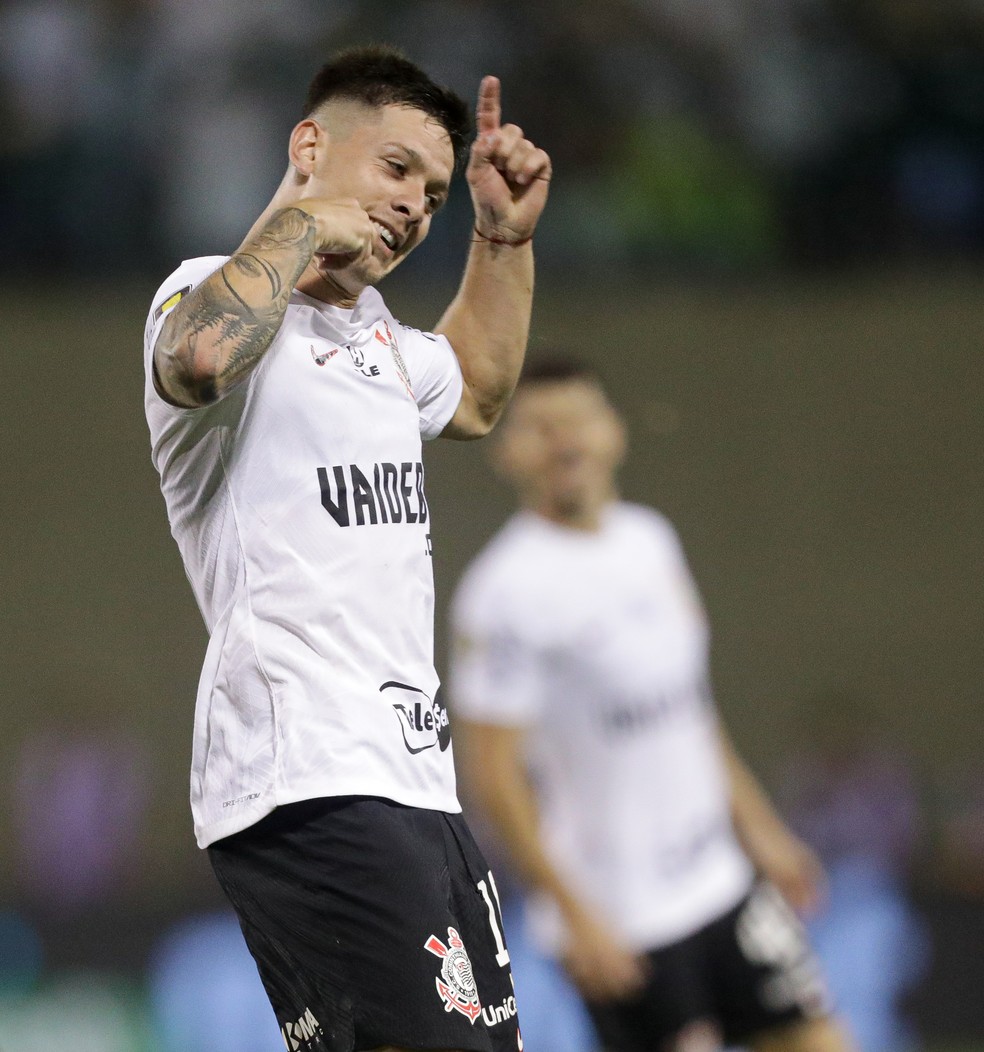 Rodrigo Garro comemora gol em Palmeiras x Corinthians — Foto: Rodrigo Coca/Ag Corinthians