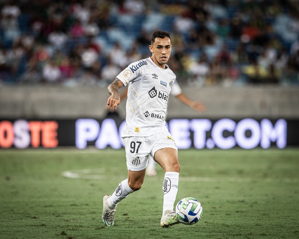Luan Dias fez parte do rebaixamento do Santos em 2023 — Foto: Raul Baretta/ Santos FC