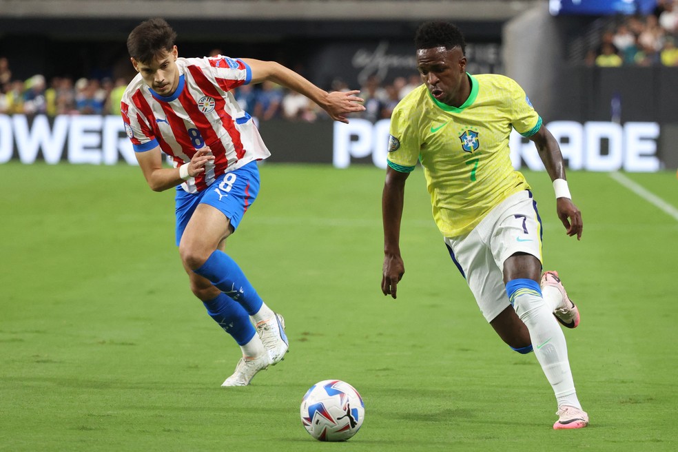 Vinicius Junior em Brasil x Paraguai — Foto: Ian Maule / Getty Images via AFP