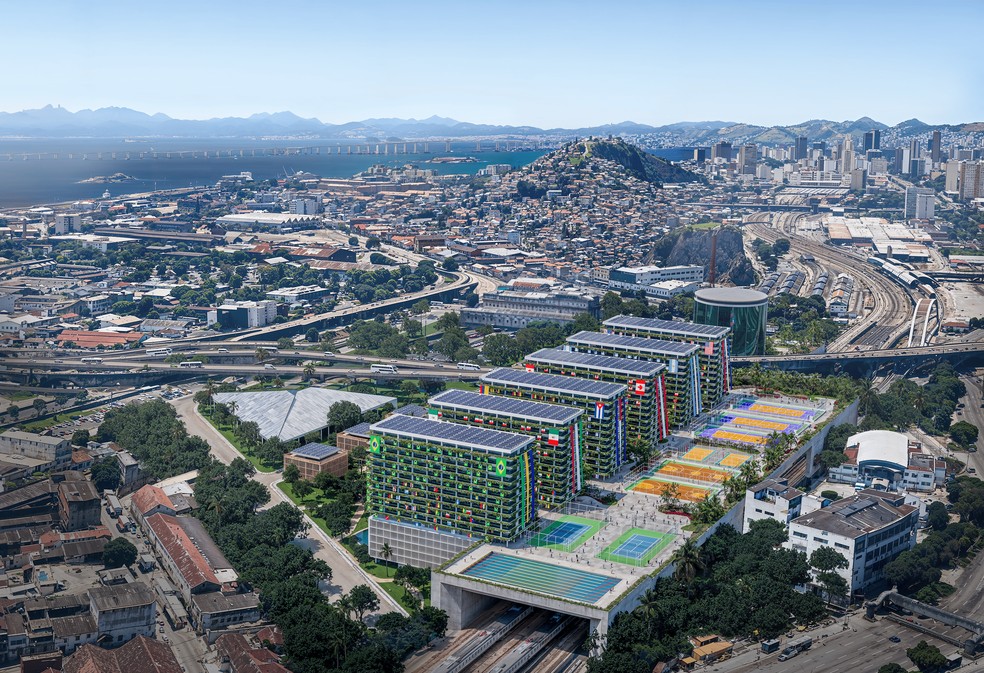 Ilustração da futura vila dos atletas na região do Porto Maravilha — Foto: Divulgação/Prefeitura