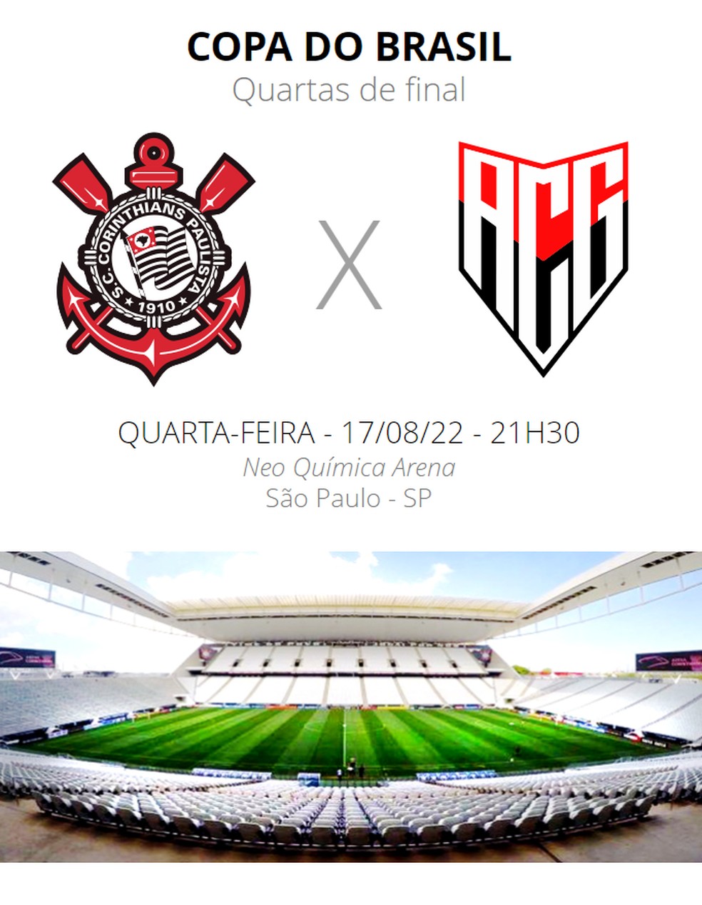Onde vai passar o jogo Corinthians x Athetico - PR ao vivo, hoje (01)? Veja  horários, escalações e detalhes do jogo do Corinthians