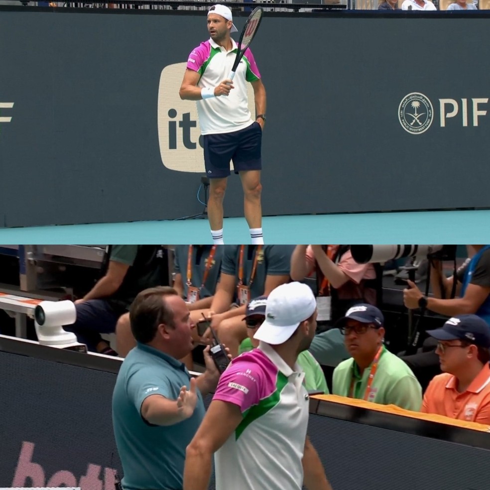 Dimitrov tem "treta" com torcedor durante partida contra Djokovic — Foto: Reprodução/Instagram
