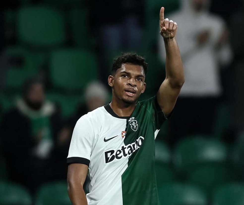 Luis Guilherme comemora primeiro gol pelo Sporting — Foto: Divulgação/Sporting CP