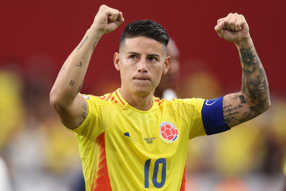 James Rodríguez, da Colômbia, em jogo contra o Panamá — Foto: Jamie Squire/Getty Images