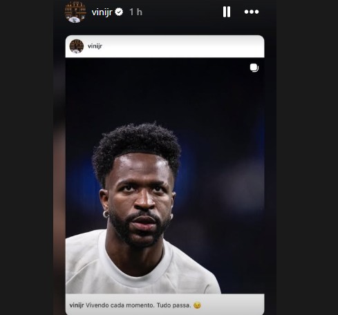 Sem marcar há dois meses, Vini Jr. manda recado à torcida do Real nas redes sociais: "Tudo passa"