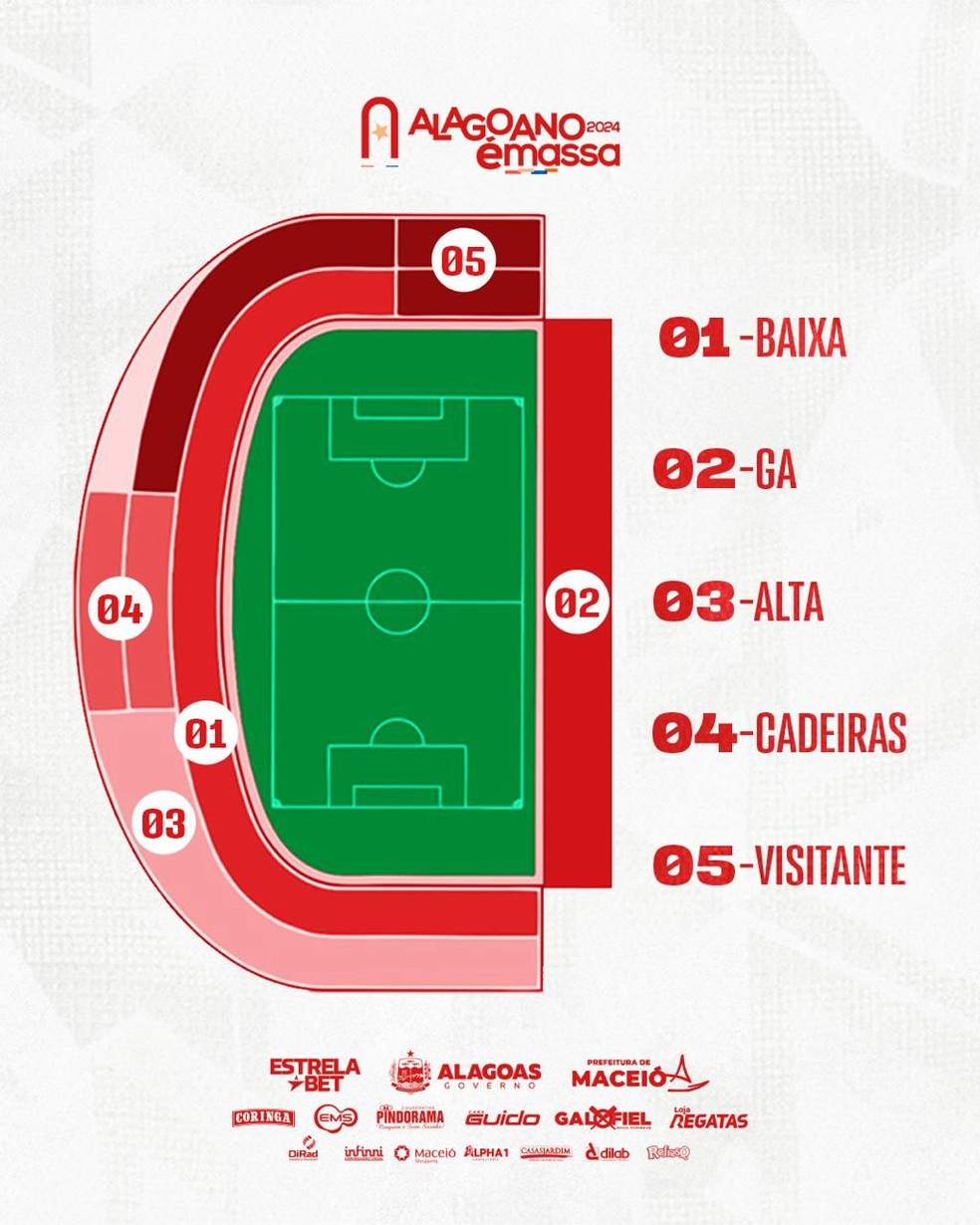 CRB apresenta divisões no Rei Pelé para o jogo contra o Murici — Foto: Divulgação/CRB