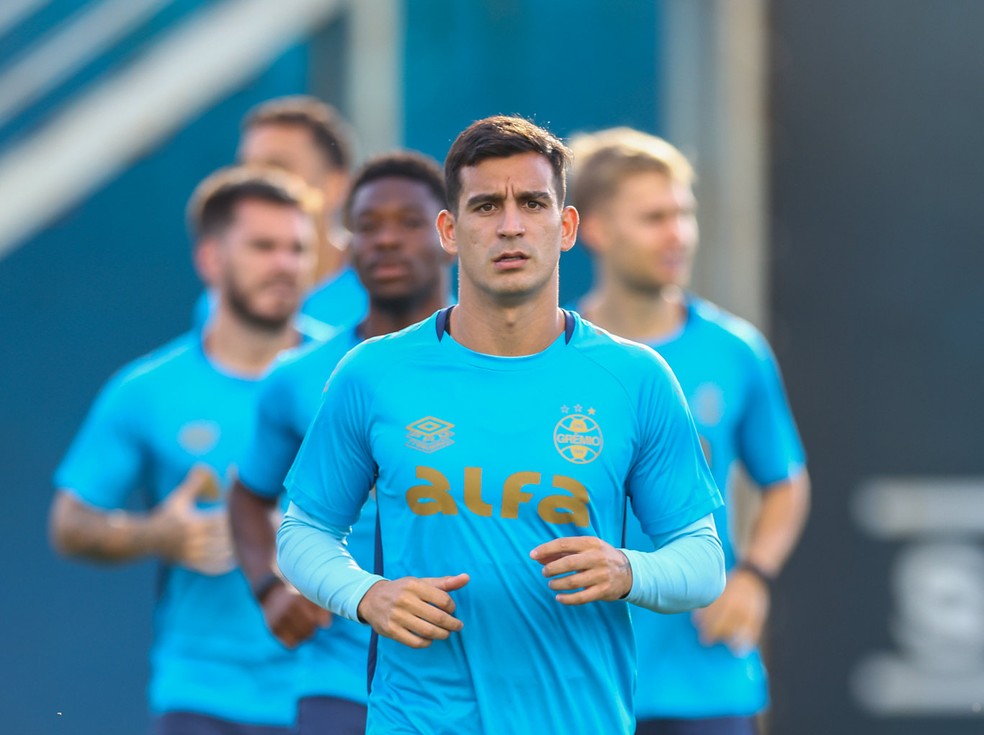 Cristaldo em treino do Grêmio — Foto: Angelo Pieretti/Divulgação Grêmio
