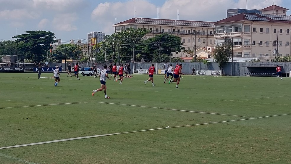 Treino do Santos no CT Rei Pelé — Foto: Bruno Gutierrez