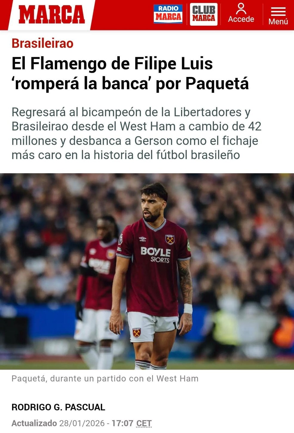 Marca repercute Paquetá no Flamengo — Foto: Reprodução