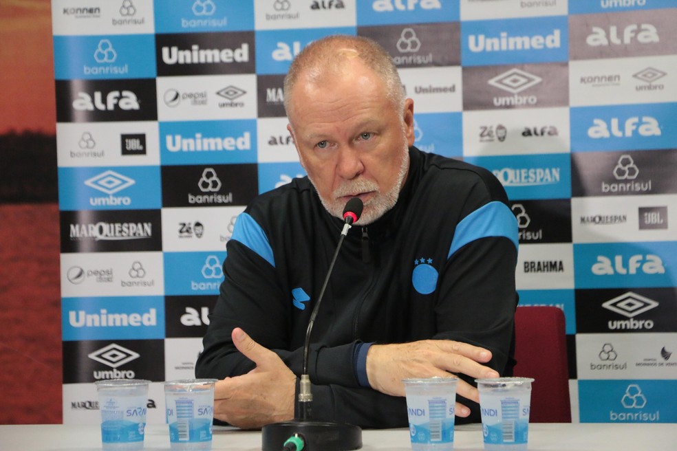 Mano Menezes, técnico do Grêmio depois da vitória — Foto: Rafael Favero