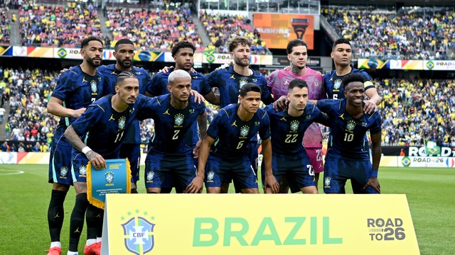 Time do Brasil posado para amistoso com a França seleção seleção brasileira