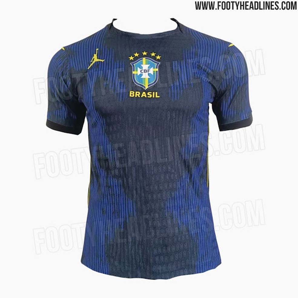 Imagens do segundo uniforme que o Brasil utilizará na Copa do Mundo de 2026 — Foto: Reprodução/FootyHeadlines
