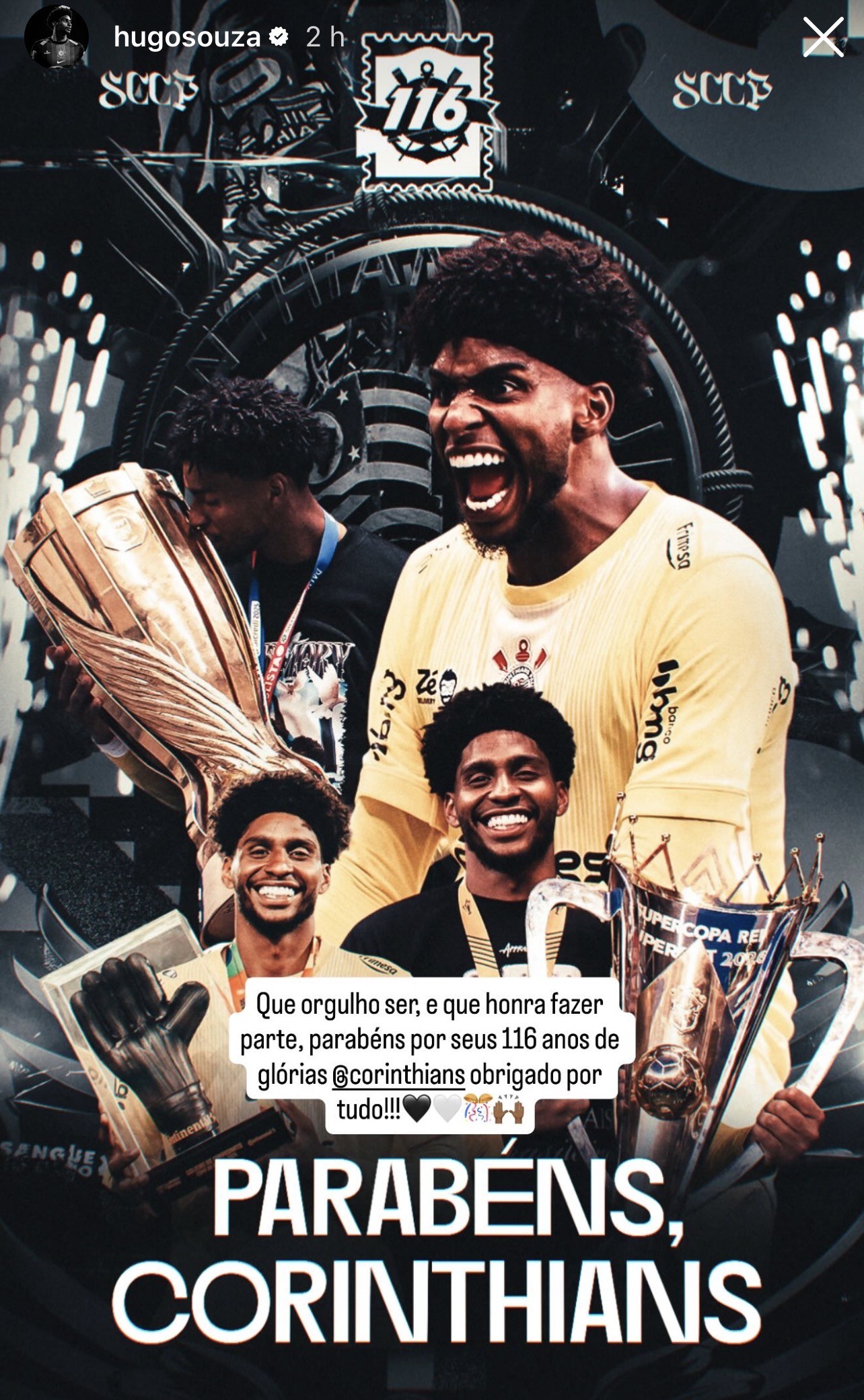 Corinthians faz 116 anos e recebe homenagens de jogadores, ex-atletas e clubes
