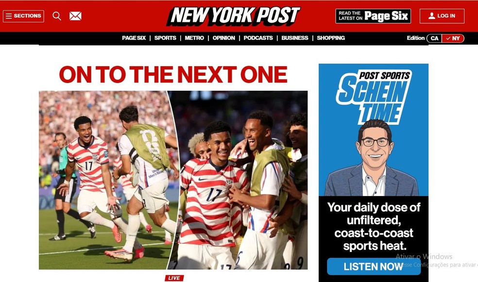 New York Post fez elogios à classificação americana - Reprodução