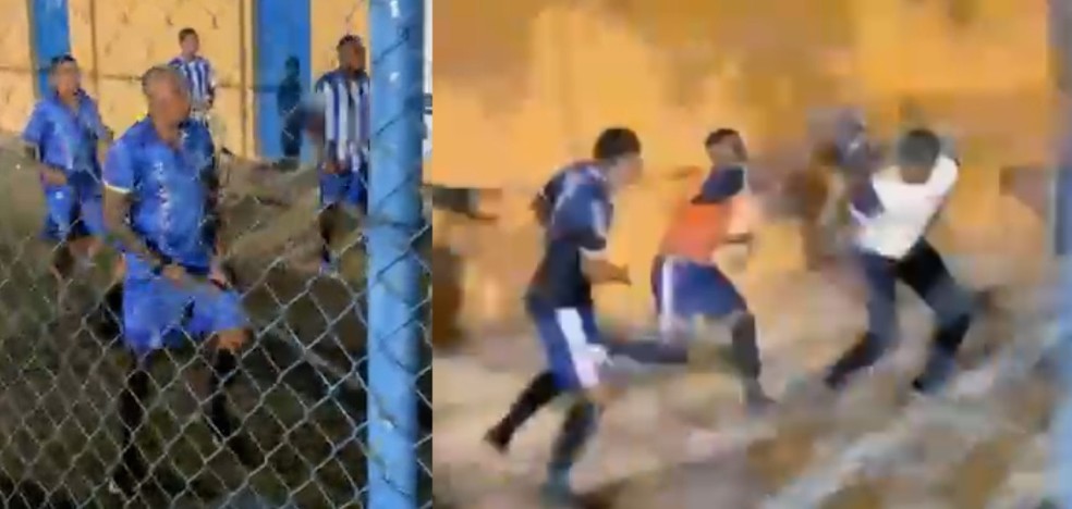 Confusão em saída de campo em Flamengo-PI x Comercial-PI — Foto: Ronaldo Mota/TribunaEmFoco