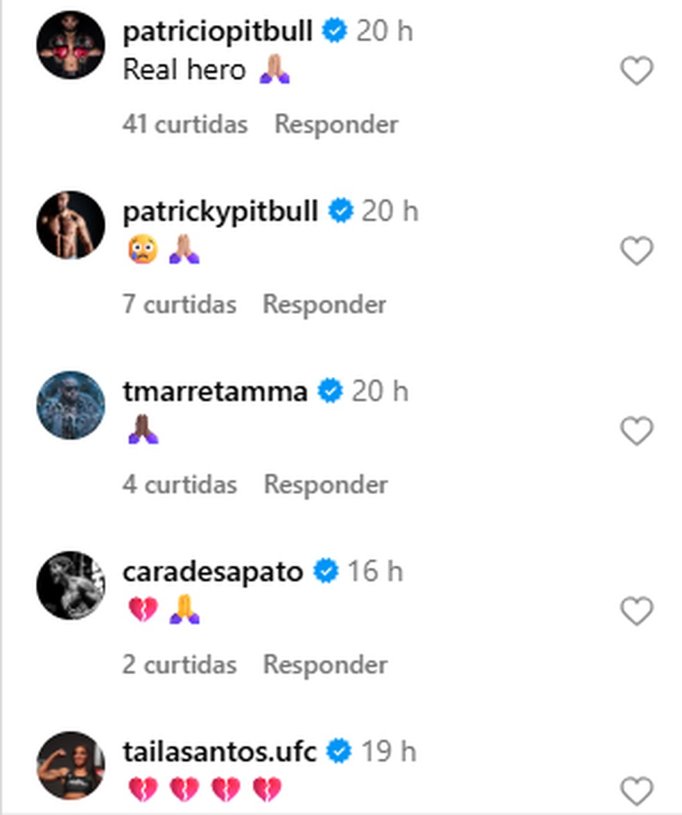 Lutadores fazem tributo a funcion&aacute;rio da PFL morto &mdash; Foto: Reprodu&ccedil;&atilde;o/Instagram