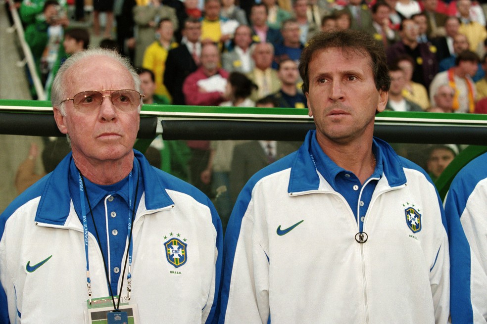 Zagallo e Zico na Copa do Mundo de 1998  Foto: Michael Steele/EMPICS/getty