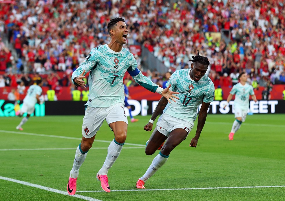 Cristiano Ronaldo comemorando gol na Copa do Mundo
