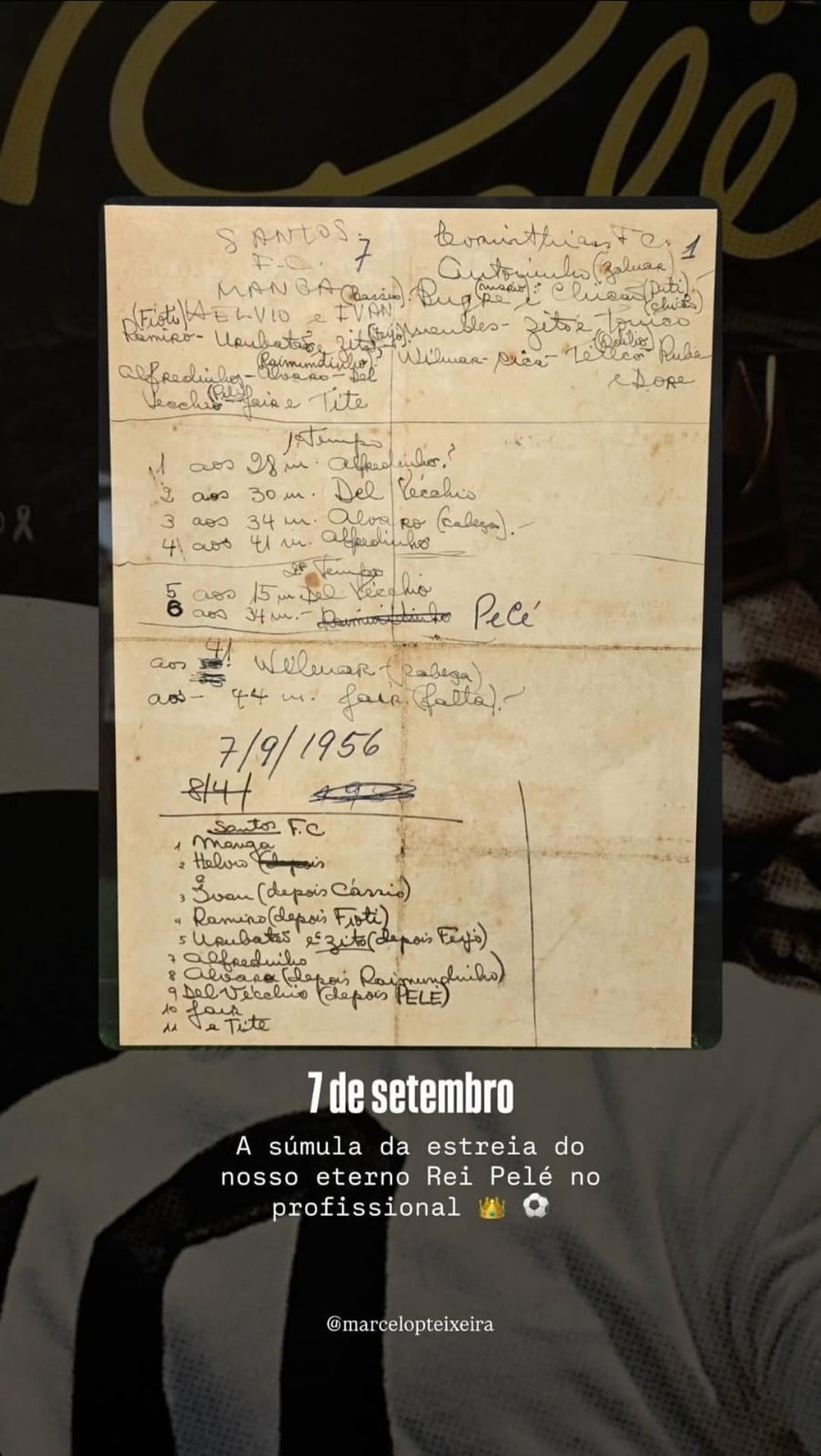 Há 69 anos, Pelé fazia a sua estreia pelo Santos; veja a súmula da partida