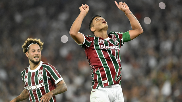 Thiago Silva, do Fluminense, comemora gol contra o Bahia