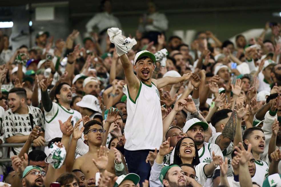 Torcida do Palmeiras em jogo contra o Barcelona — Foto: Marcos Ribolli