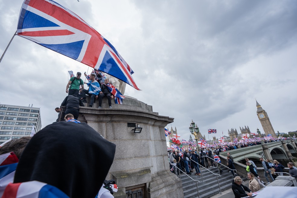 Protestos anti-imigra&ccedil;&atilde;o tomaram as ruas de Londres em setembro &mdash; Foto: Getty Images