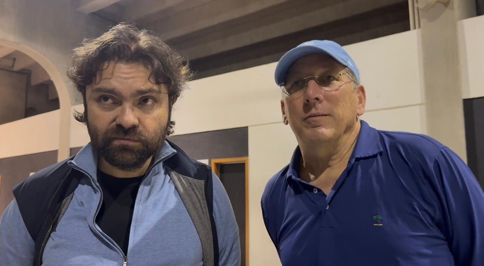 João Paulo Magalhães Lins e John Textor, presidente e dono da SAF do Botafogo, respectivamente — Foto: Bárbara Mendonça/ge