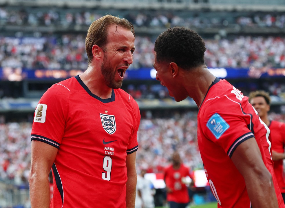 Panamá x Inglaterra Harry Kane e Jude Bellingham — Foto: Reuters