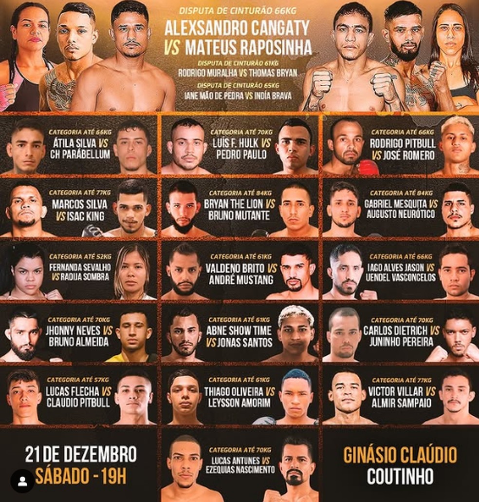 Card completo do Baratella Fight Championship — Foto: Divulgação