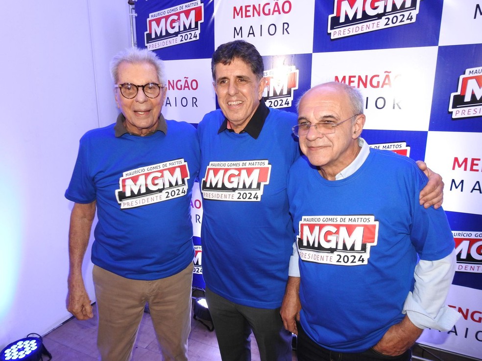 Maurício Gomes de Mattos lança candidatura com apoio de Márcio Braga e Eduardo Bandeira de Mello — Foto: Fred Gomes / ge