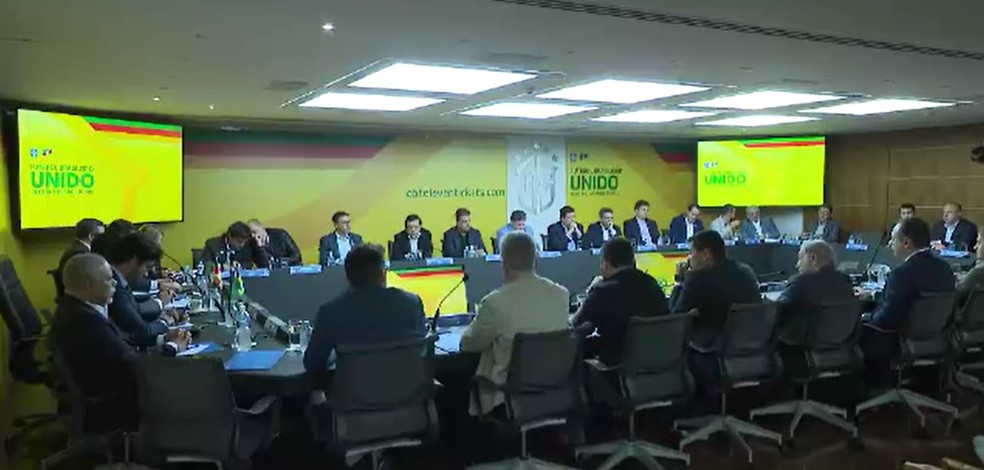 Reunião dos representantes dos clubes da Série A na CBF — Foto: Reprodução