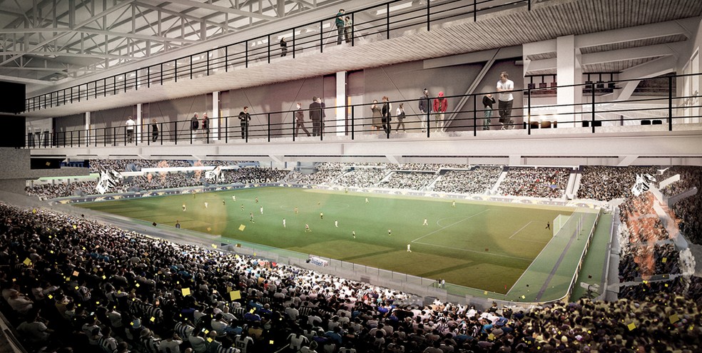 Proje&ccedil;&atilde;o de como ficar&aacute; a nova Vila Belmiro, est&aacute;dio do Santos &mdash; Foto: Divulga&ccedil;&atilde;o