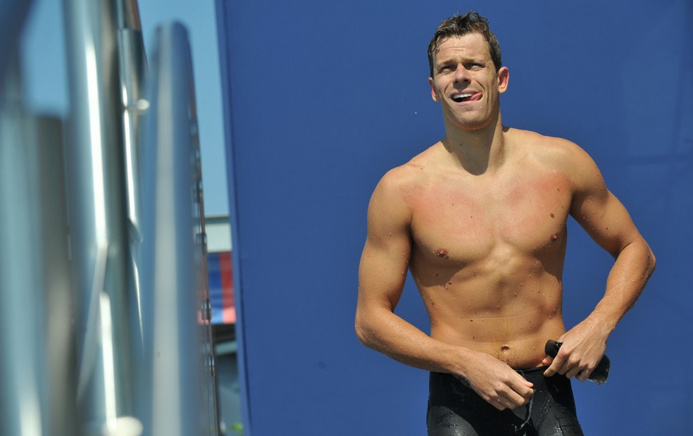 Cesar Cielo foi o primeiro campeão olímpico da natação brasileira, em Pequim 2008 — Foto: AFP