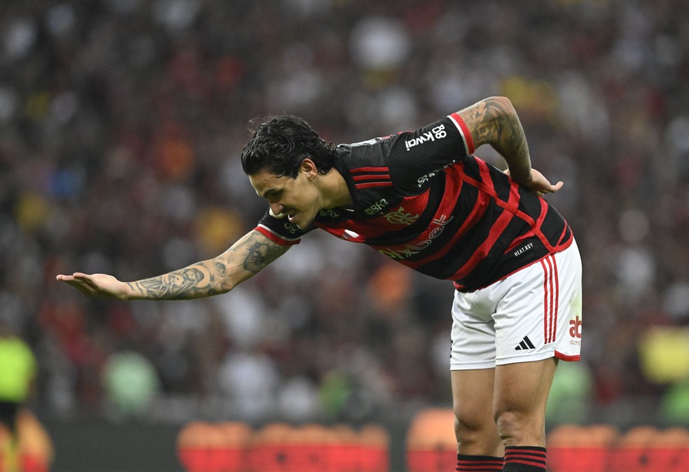 Pedro comemora gol do Flamengo sobre o Cruzeiro