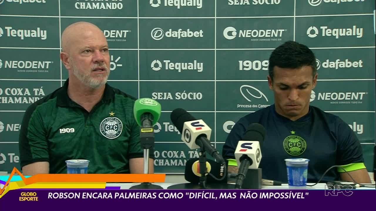 Robson encara desafio do Coritiba contra o Palmeiras como 'difícil, mas não impossível'