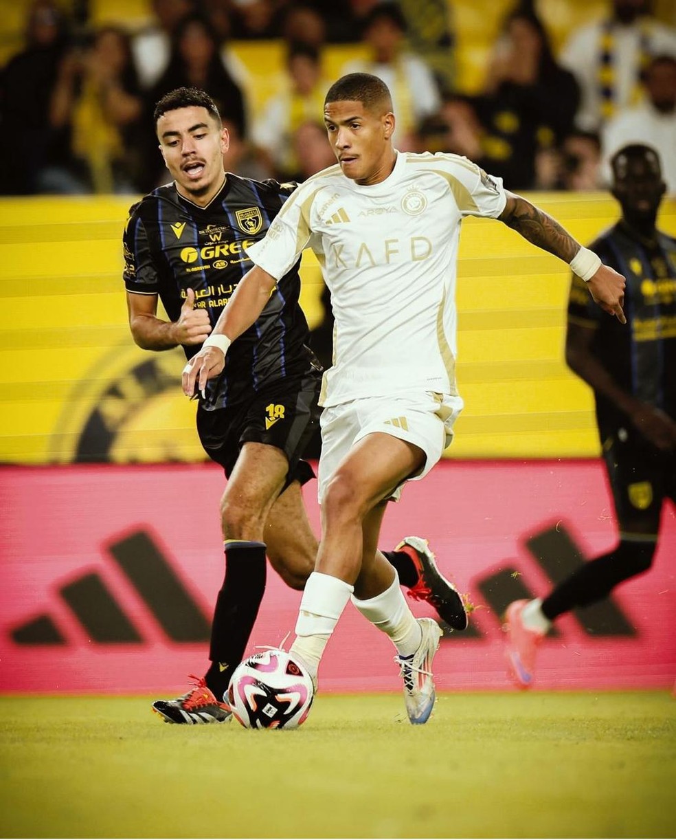 Ângelo, em Al-Nassr x Al-Taawoun, nas oitavas da Copa do Rei Saudita — Foto: Divulgação / Al-Nassr