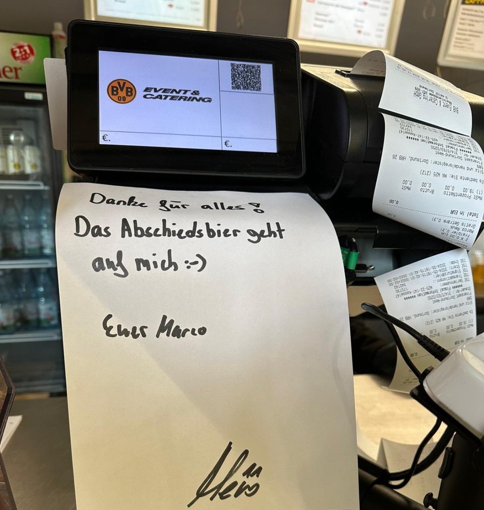 Bilhete de Marco Reus para a torcida do Borussia Dortmund — Foto: Reprodução / X