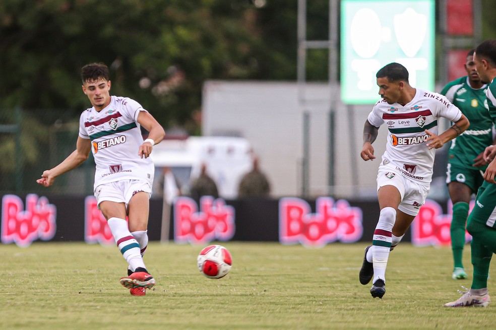 Felipe Andrade e Terans em jogo contra o Boavista — Foto: Marcelo Gonçalves/FFC