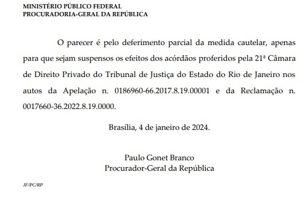 PGR defende suspensão da decisão que afastou Ednaldo Rodrigues — Foto: Reprodução