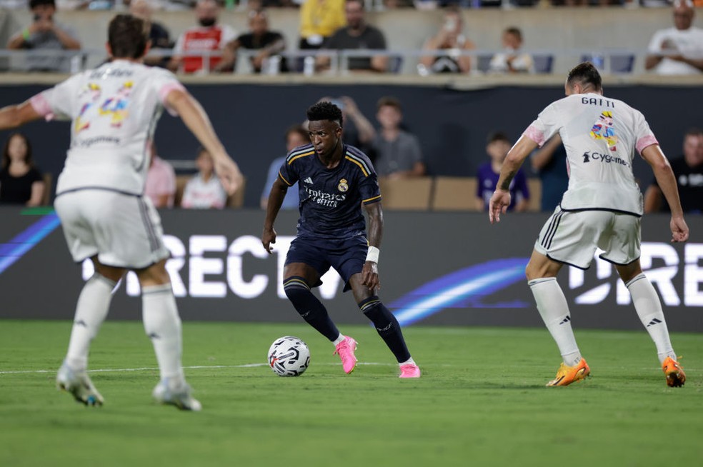 Real Madrid e Juventus se enfrentaram pela última vez num amistoso, em agosto de 2023 — Foto: Getty Images