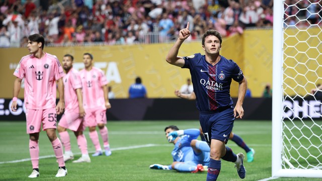 João Neves comemora o gol em PSG x Inter Miami