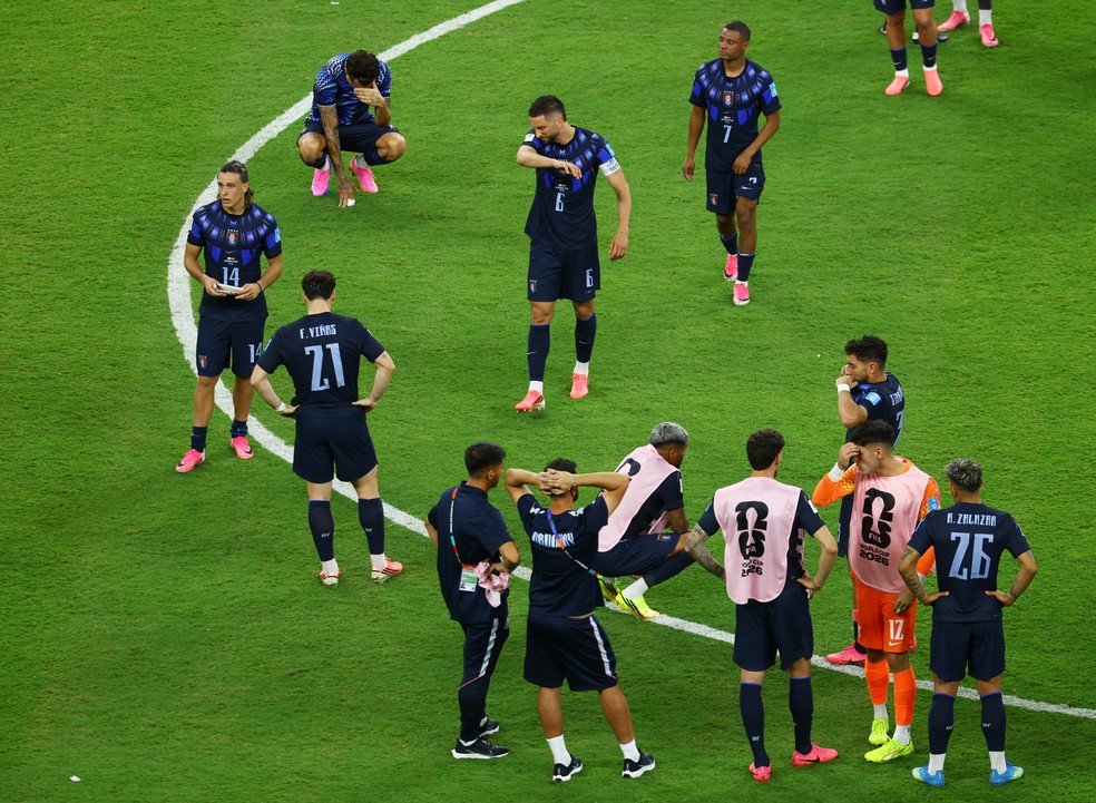 Jogadores do Uruguai lamentam elimina��o na Copa do Mundo de 2026 - Foto: REUTERS/Raquel Cunha